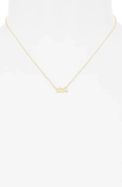 Nordstrom Rack 14k Gold Plated Lab Grown Diamond Sis Pendant Necklace In Gold