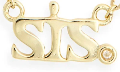 Nordstrom Rack 14k Gold Plated Lab Grown Diamond Sis Pendant Necklace In Gold