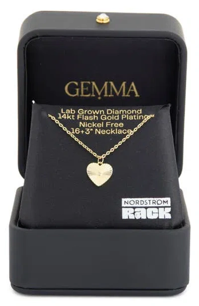 Nordstrom Rack 14k Gold Plated Lab Grown Diamond Fluted Heart Pendant Necklace In Gold