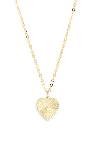 Nordstrom Rack 14k Gold Plated Lab Grown Diamond Fluted Heart Pendant Necklace In Gold