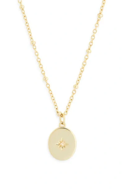 Nordstrom Rack 14k Gold Plated Lab Grown Diamond Star Medallion Pendant Necklace In Gold