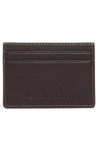 Brooks Brothers Portland Pebbled Leather Card Case In Brown