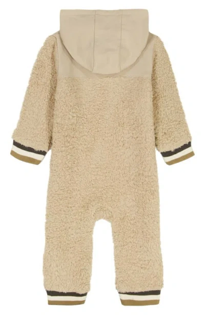 Calvin Klein Fleece Hooded Romper In Brown