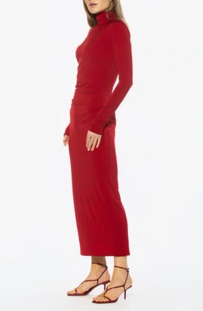 Alexia Admor Veda Long Sleeve Mock Neck Dress In Red