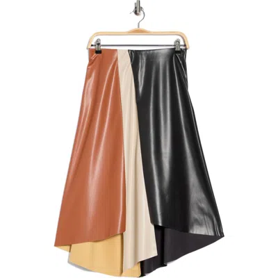 Patrizia Luca Paneled Faux Leather High-low Skirt In Multi