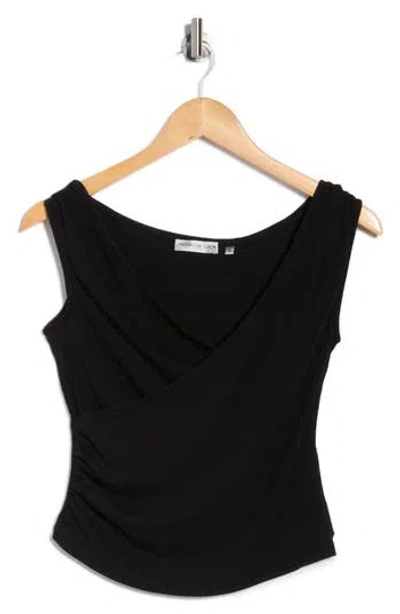 Patrizia Luca Sleeveless Faux Wrap Top In Black