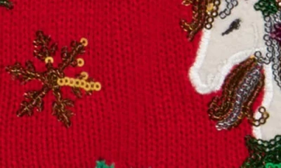 Margaux And Lexi Kids' Sequin Unicorn Tunic Sweater In Red