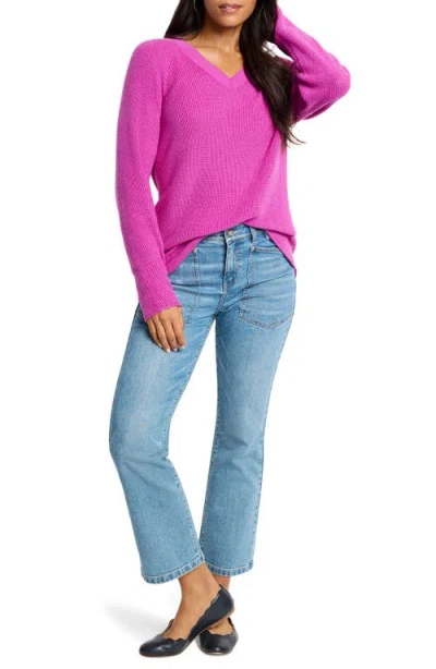 Nic + Zoe Nic+zoe V-neck Sweater In Pink