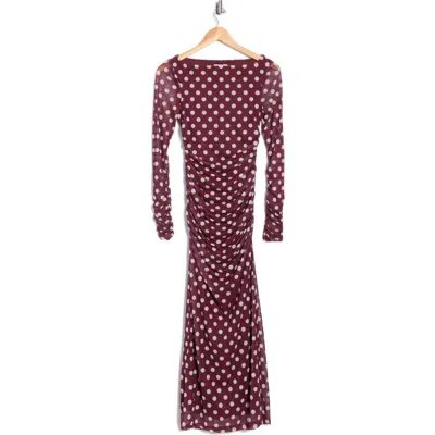 Afrm Los Angeles Wreneth Polka Dot Long Sleeve Dress In Multi