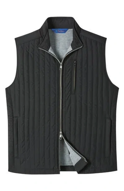 David Donahue Vertical Quilted Vest In Black
