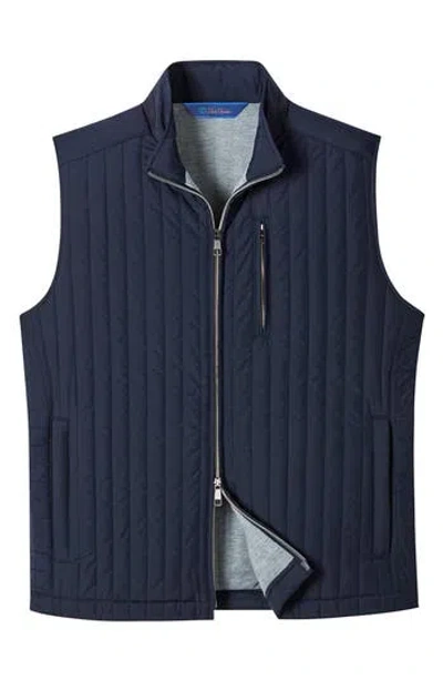 David Donahue Vertical Quilted Vest In Blue