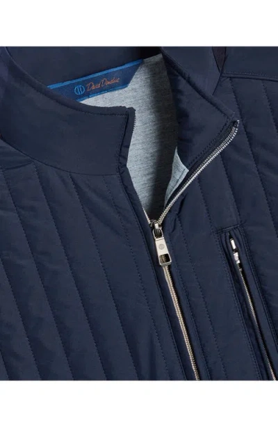 David Donahue Vertical Quilted Vest In Blue
