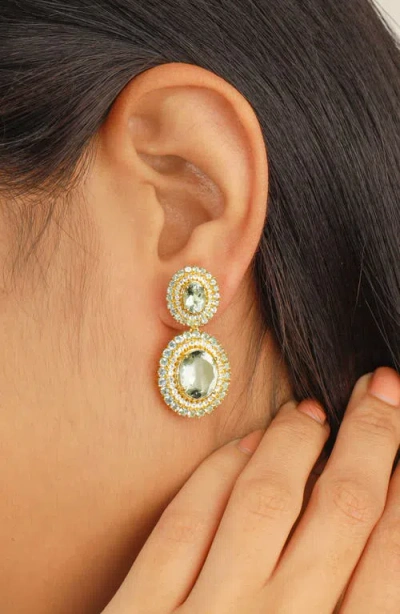 Ys Gems Semiprecious Stone Drop Earrings In Green