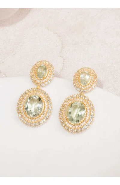 Ys Gems Semiprecious Stone Drop Earrings In Green