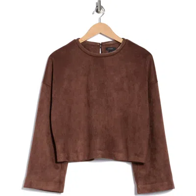 Halogen ® Faux Suede Pieced Top In Brown