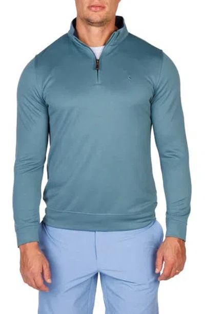 Tailorbyrd Modal Blend Quarter Zip Polo In Green
