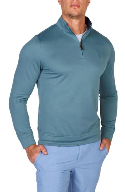 Tailorbyrd Modal Blend Quarter Zip Polo In Green