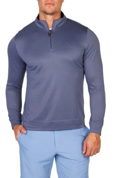 Tailorbyrd Modal Blend Quarter Zip Polo In Blue