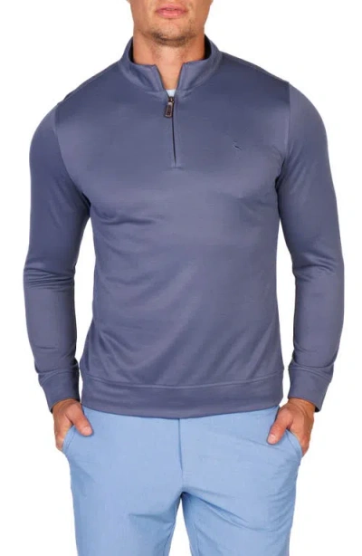 Tailorbyrd Modal Blend Quarter Zip Polo In Blue