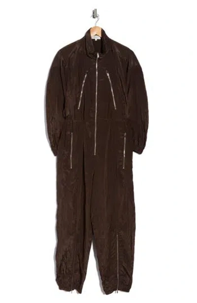 A.l.c . Gavin Taffeta Jumpsuit In Brown