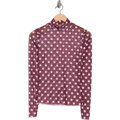 Afrm Los Angeles Zoe Mock Neck Mesh Top In Burgundy