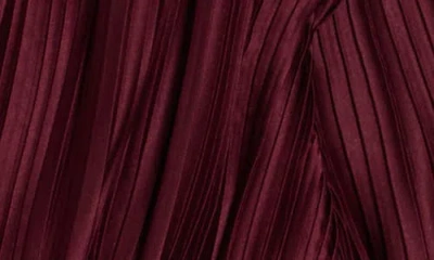 Wayf Bow Long Sleeve Plissé Top In Red