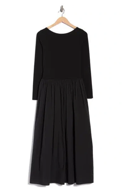 Wayf Colorblock Long Sleeve Dress In Black