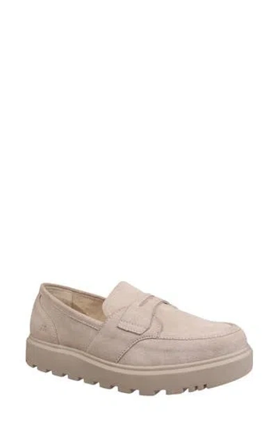Mykos Suede Penny Loafer In White
