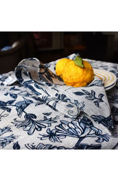 French Home Honeysuckle Botanical Tablecloth In Blue