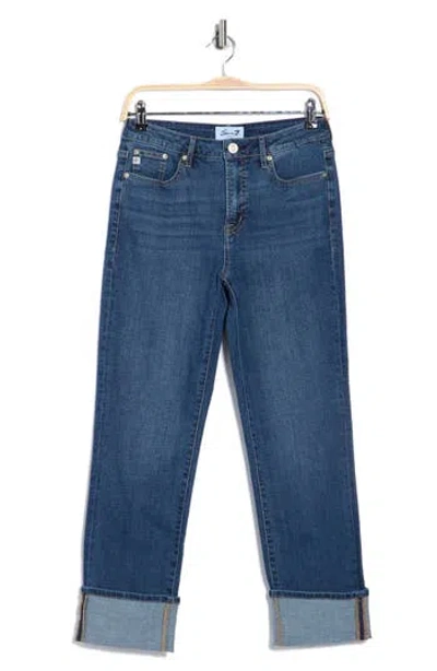 Seven7 High Waist Cuffed Hem Jeans In Blue