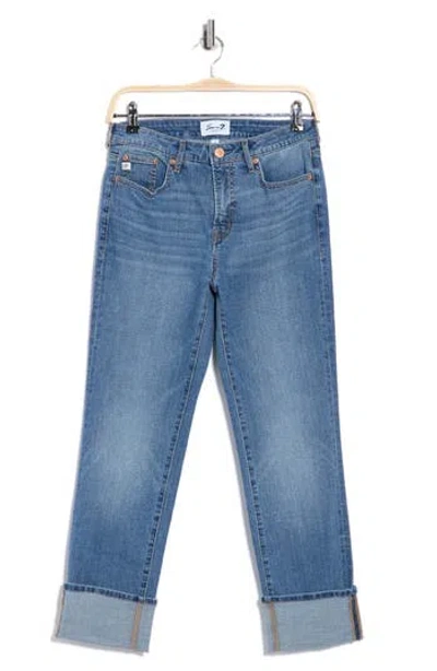 Seven7 High Waist Cuffed Hem Jeans In Blue