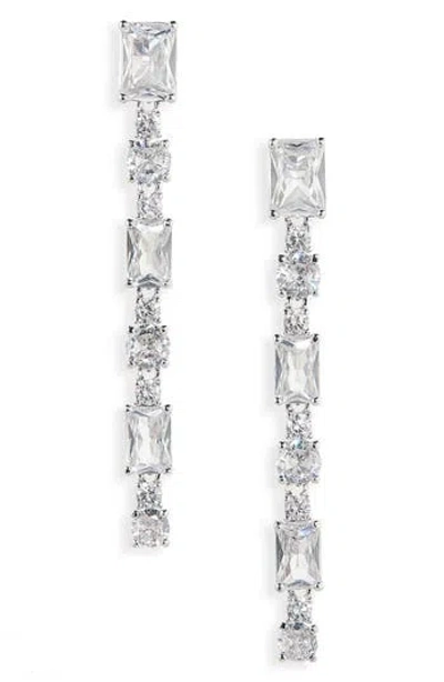 Nadri Cubic Zirconia Linear Earrings In Silver