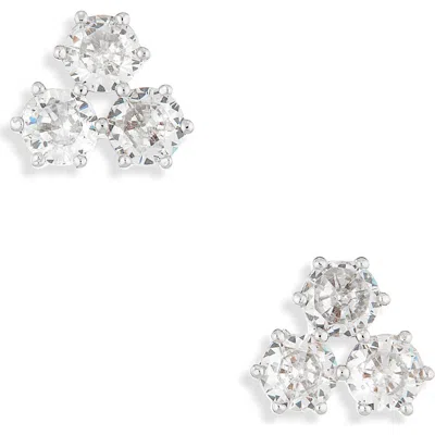 Nadri Serena Cubic Zirconia Trio Stud Earrings In Silver