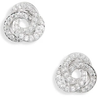 Nadri Jordan Love Knot Stud Earrings In Silver
