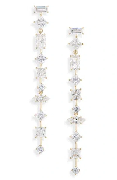 Nadri Cubic Zirconia Linear Earrings In Gold