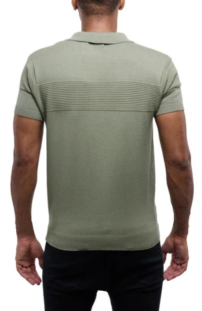 Spring + Mercer Ottoman Accent Short Sleeve Half-zip Sweater In Green