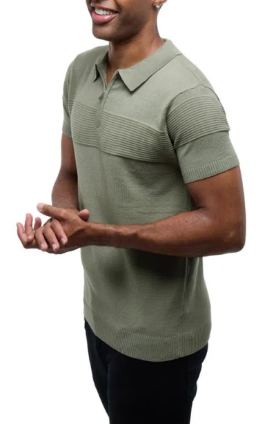 Spring + Mercer Ottoman Accent Short Sleeve Half-zip Sweater In Green
