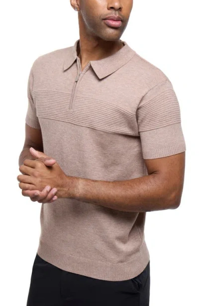 Spring + Mercer Ottoman Accent Short Sleeve Half-zip Sweater In Gray