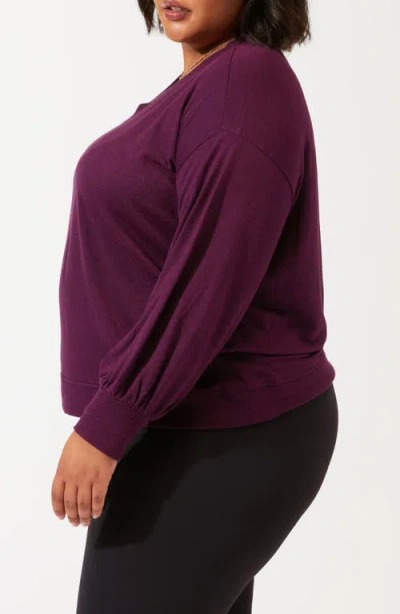 Threads 4 Thought Feather Fleece V-neck Long Sleeve Top In Purple