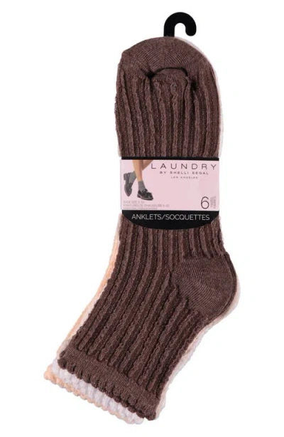 Laundry By Shelli Segal 6-pack Ruffle Scallop Anklet Socks In Multi