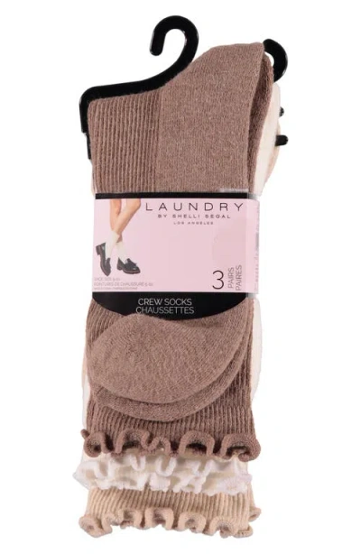 Laundry By Shelli Segal 3-pack Lettuce Edge Cushion Crew Socks In Multi