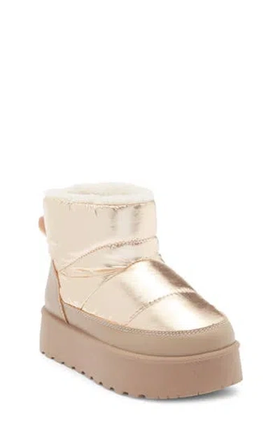 Dolce Vita Dv By  Kids' Paltrow Faux Shearling Lined Platform Boot In Gold