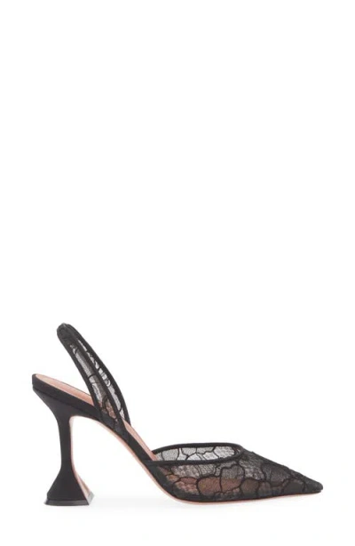 Amina Muaddi Holli Lace Slingback Pumps In Black