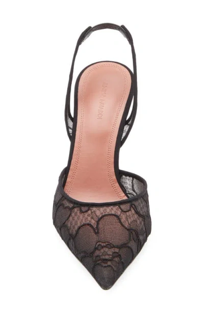 Amina Muaddi Holli Lace Slingback Pumps In Black