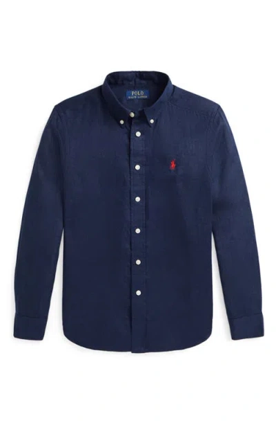 Polo Ralph Lauren Kids' Linen Button-down Shirt In Blue