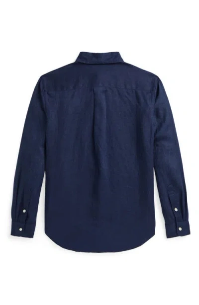 Polo Ralph Lauren Kids' Linen Button-down Shirt In Blue