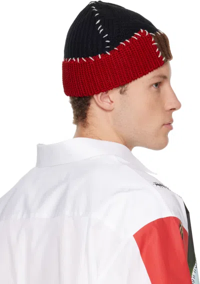 Marni Black Wool Mixed Knit Beanie In Multi