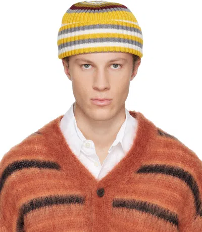 Marni Striped Ribbed Knit Hat In Multi