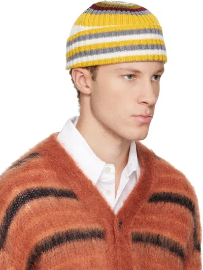 Marni Striped Ribbed Knit Hat In Multi
