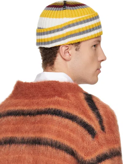 Marni Striped Ribbed Knit Hat In Multi